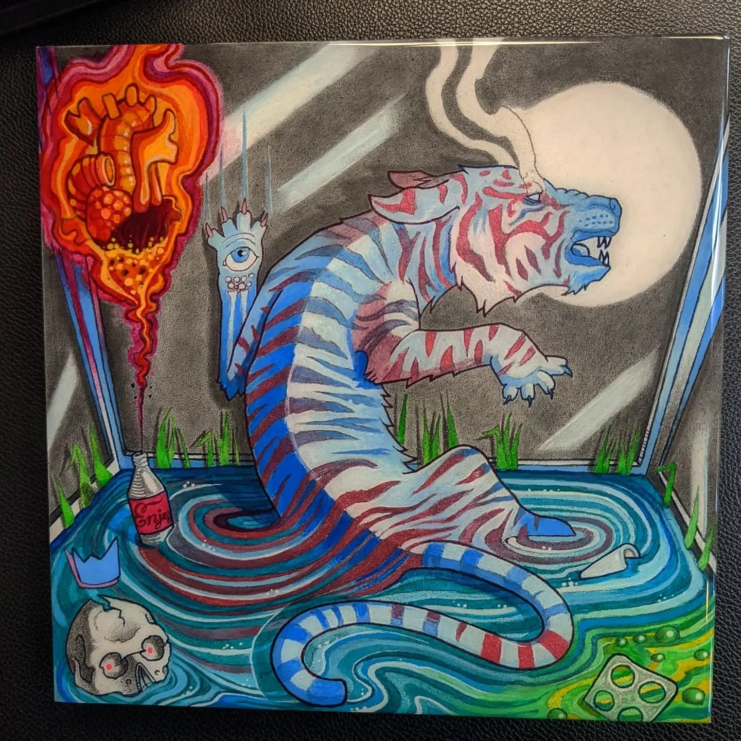 Year of the (water) Tiger for the show @valkariegallery  opening February 4th, so excited to see all the art! Honored to participate! 🖤🐯
Mixed media: acrylic inks, pen, and graphite. #yearofthetiger #watertiger