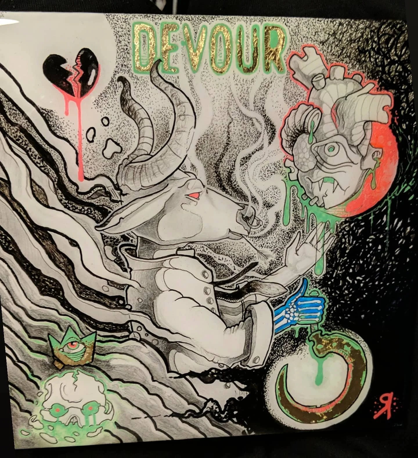 So so excited to see all the art, and to be part of the show @valkariegallery 🦝 My contribution for the Year of the Ox 🖤