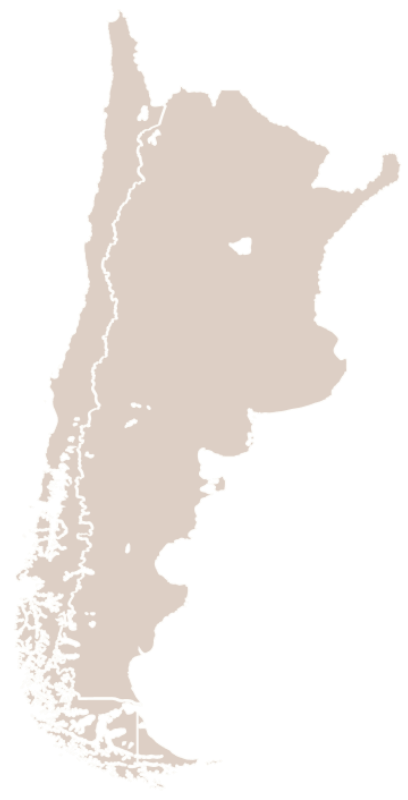 Map of Chile and Argentina with its borders highlighted.
