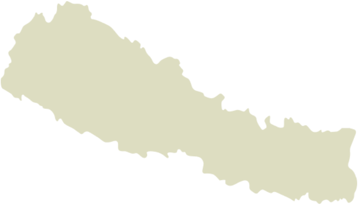 Green silhouette of a country map, depicting Nepal.