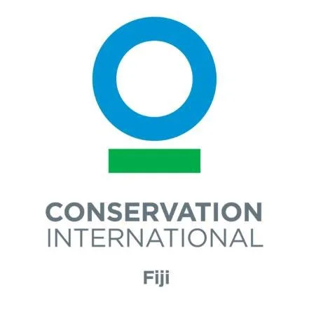 Conservation International logo with a blue circle, green bar, and the text 'CONSERVATION INTERNATIONAL Fiji'.