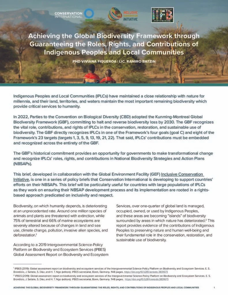 Brief | Global Biodiversity Framework Through Working with Indigenous People and Local Communities