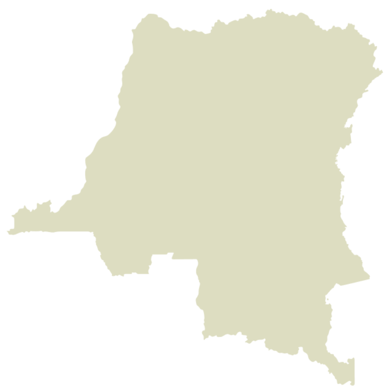 Outline map of the country of DRC in Africa with no additional labels or details.