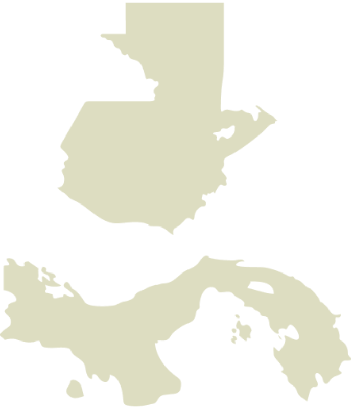 A silhouette map showing the states of Guatemala and Panama.