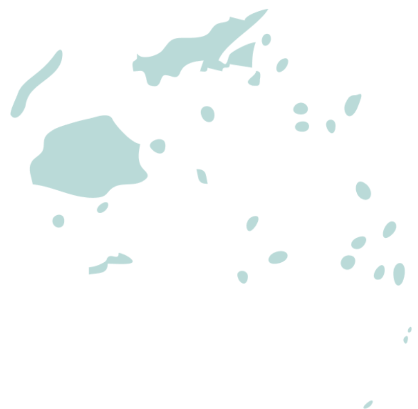 Map of Fiji and the Lau Seascape showing its main islands and surrounding smaller islands.