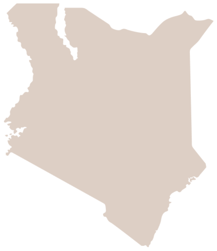 A solid brown silhouette of Kenya.