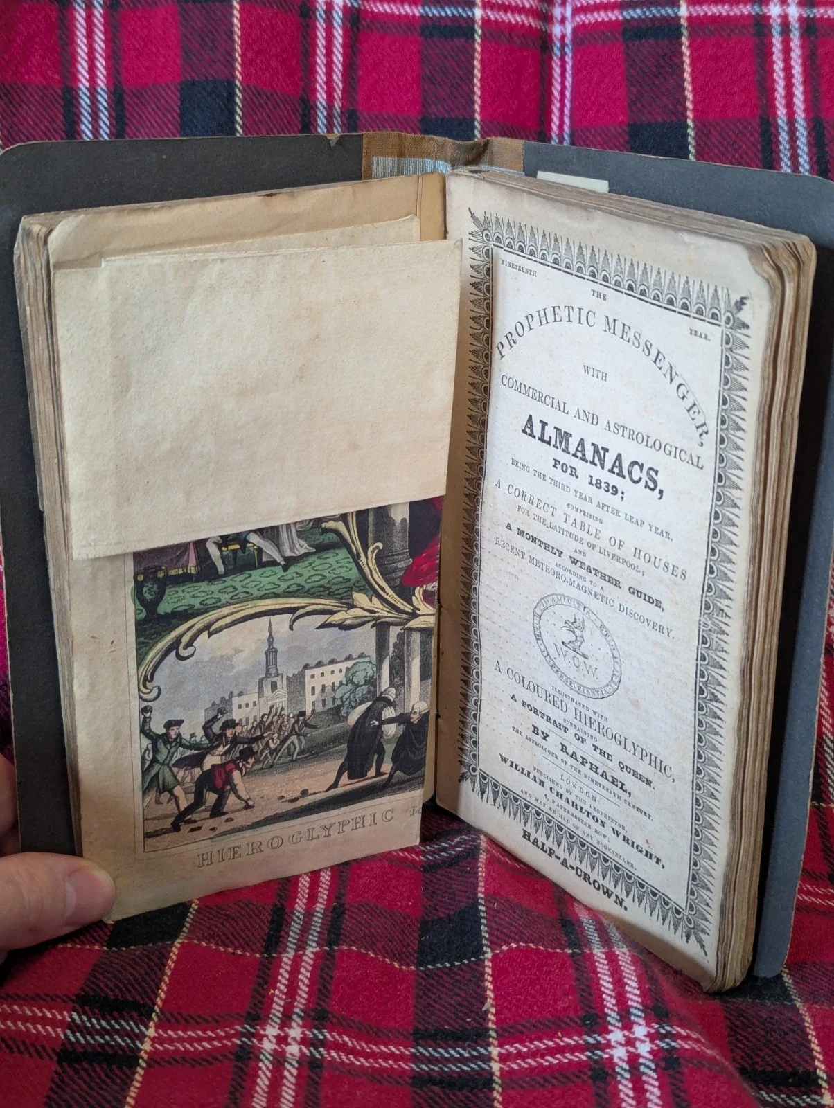 1838-9 Raphael's Prophetic Messenger Almanac Astrology Antique with Color Print US $225.00