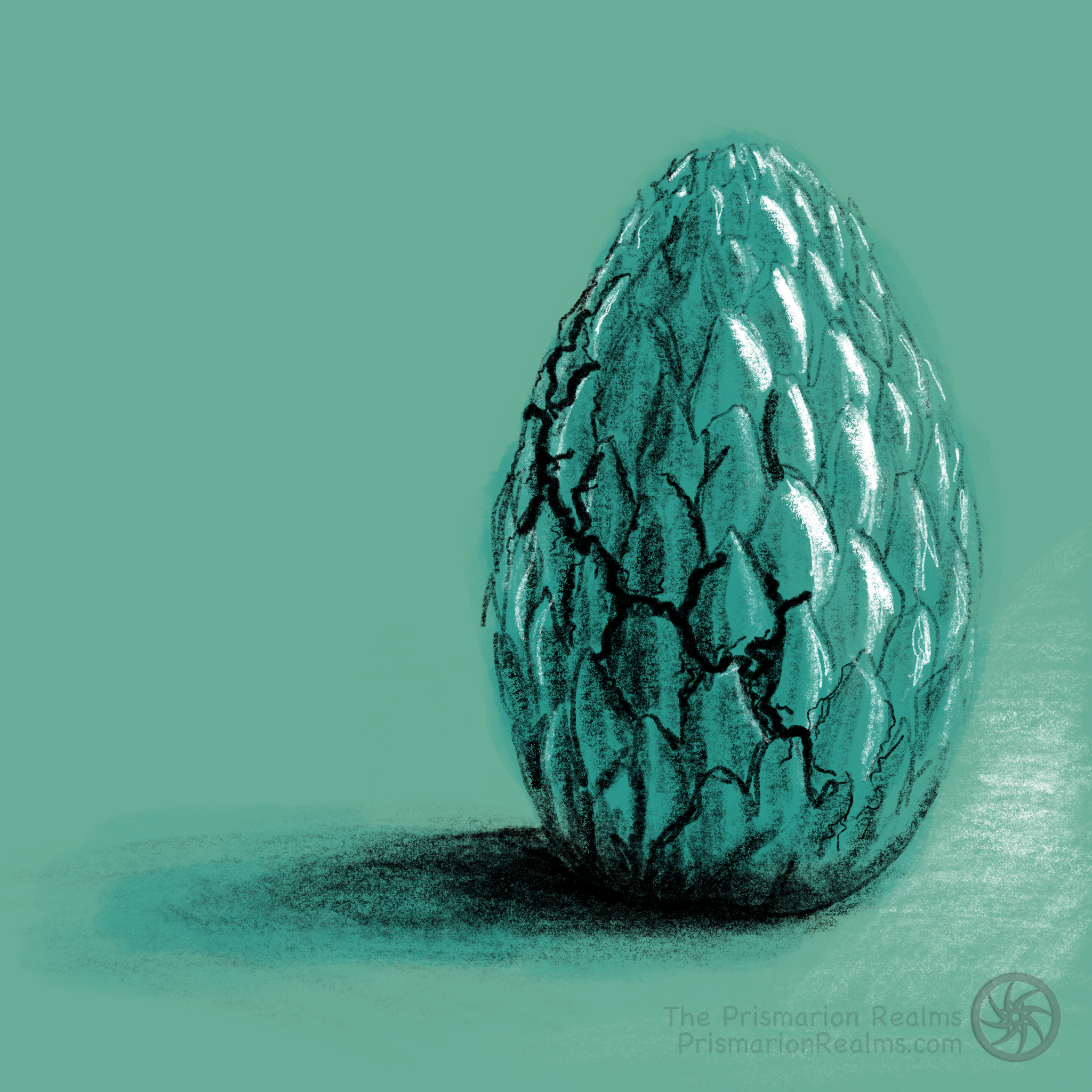 Original dragon egg artwork from Prismarion Realms fantasy series