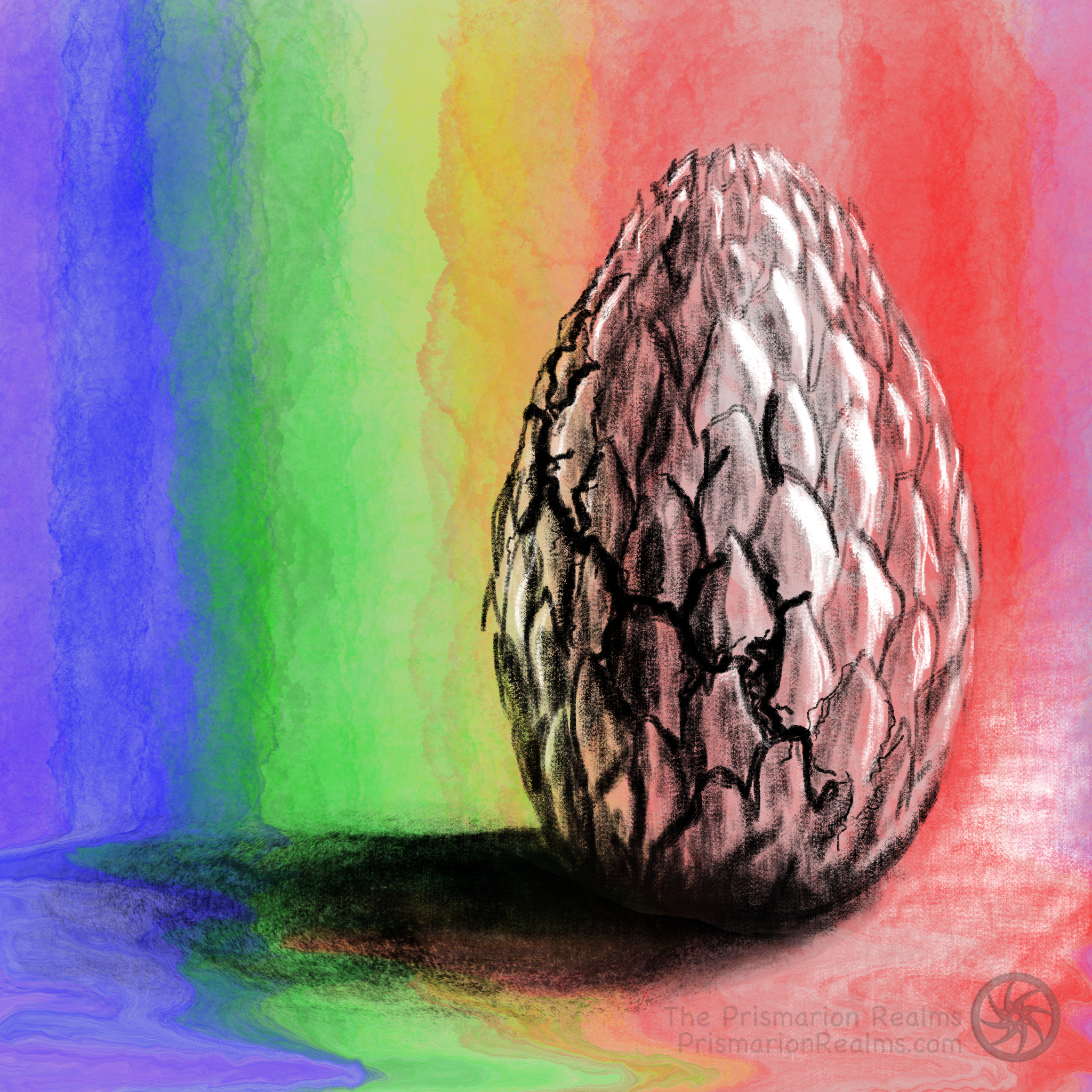 Rainbow dragon egg illustration from Prismarion Realms