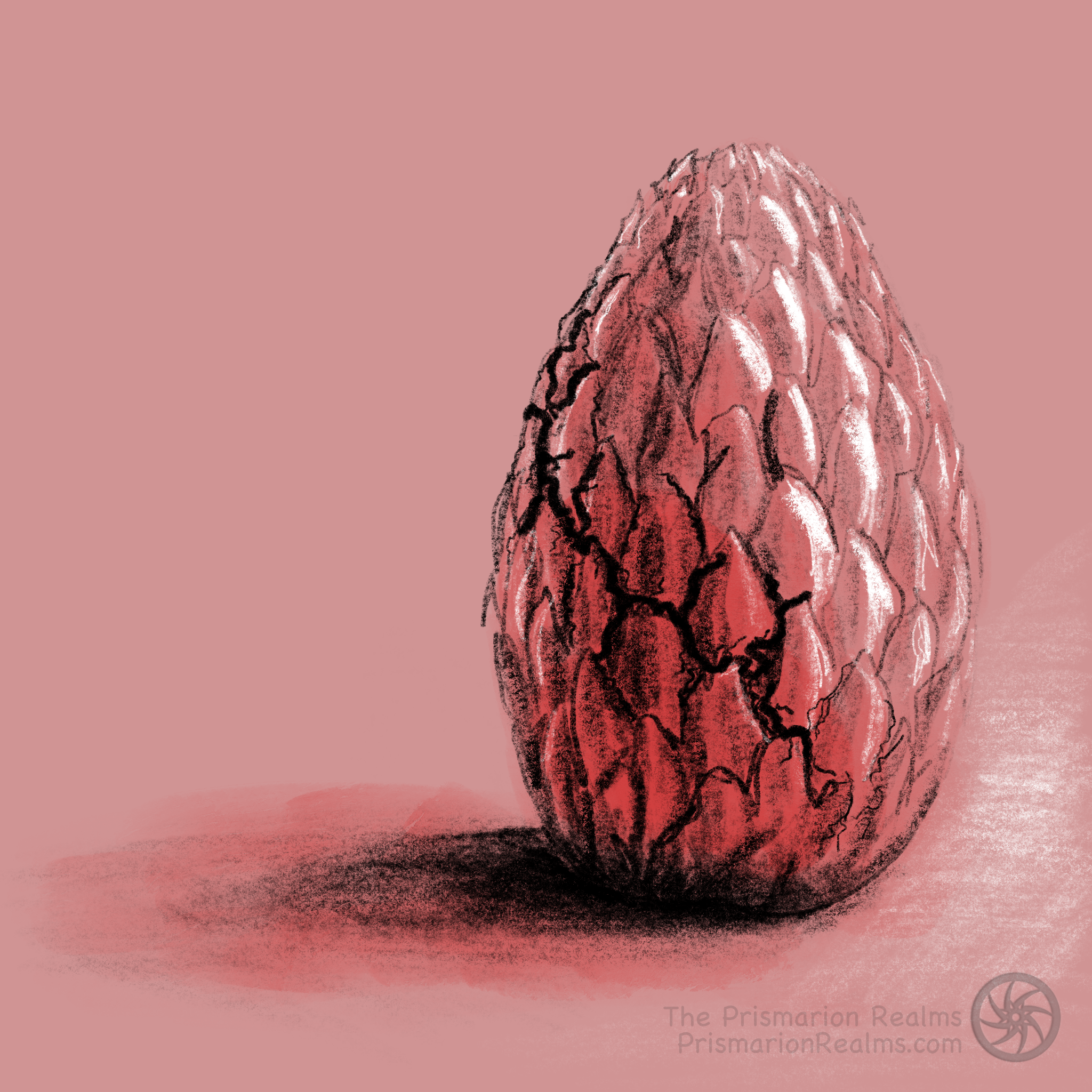 Coral dragon egg fantasy drawing Prismarion Realms