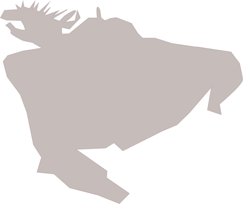 Silhouette of a crouching crocodile man