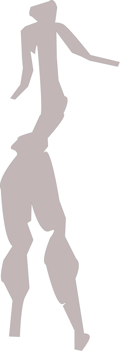 Silhouette of an elongated figure.
