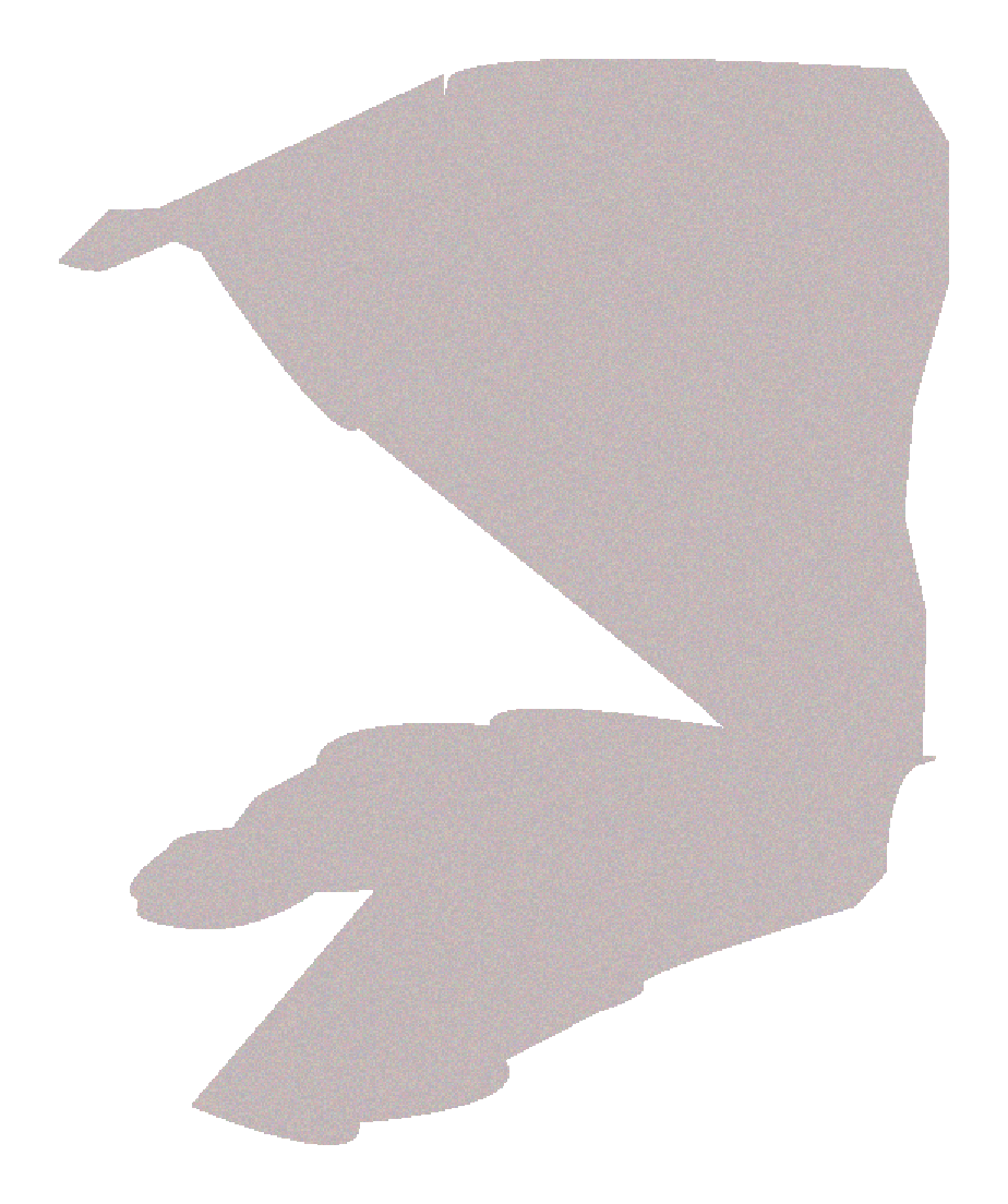 Silhouette of half a human figure sitting with one knee up