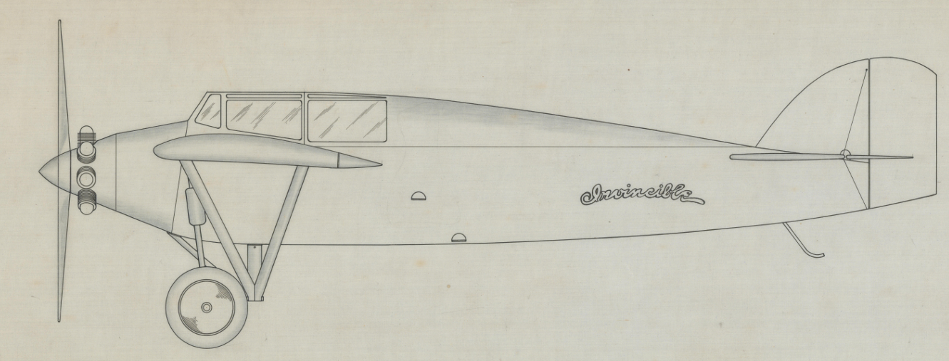 Line drawing of a vintage single-engine airplane, viewed from above, with the word 'Aviance' on the fuselage.