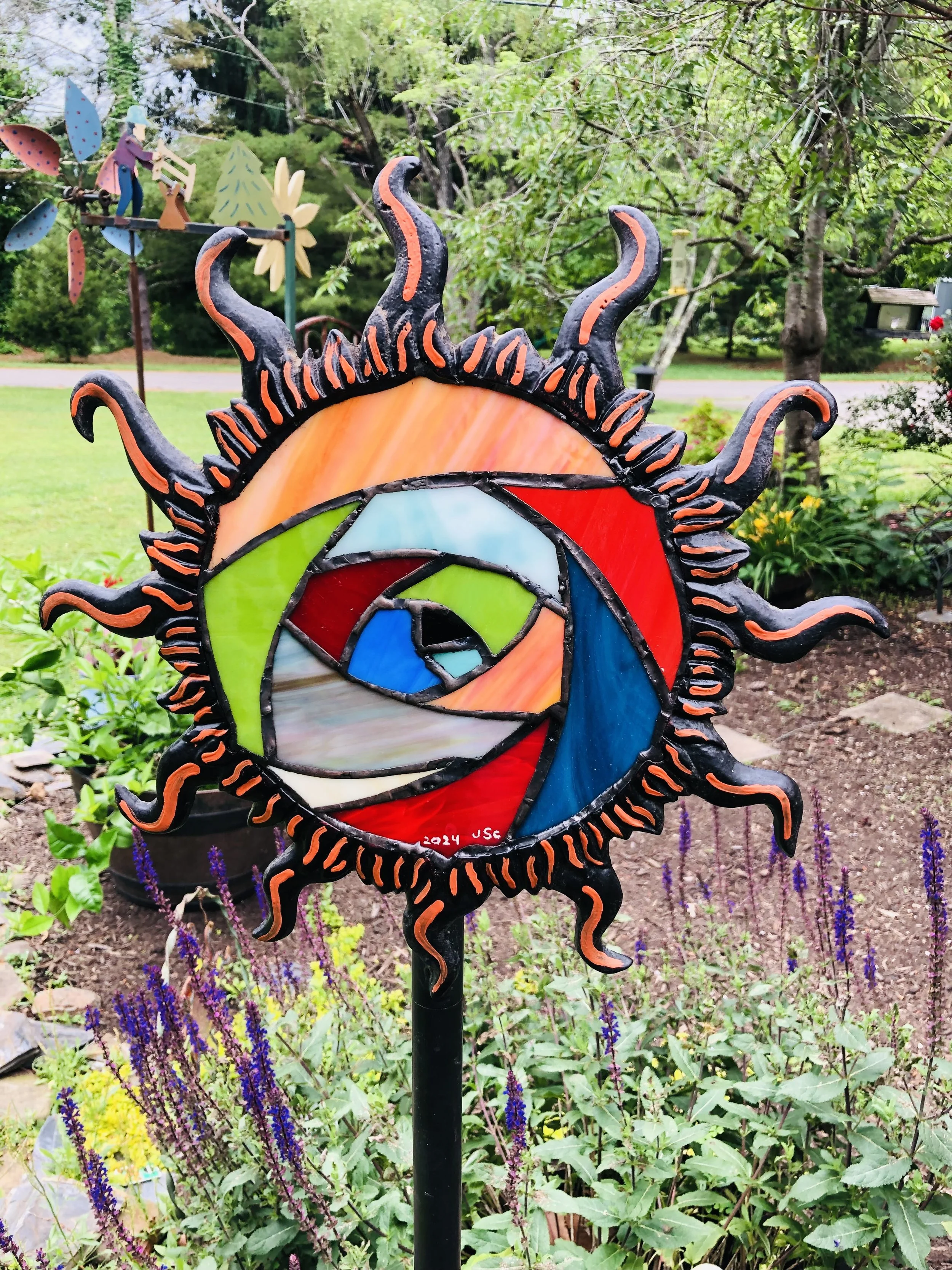 Stained Glass Yard Art Sun