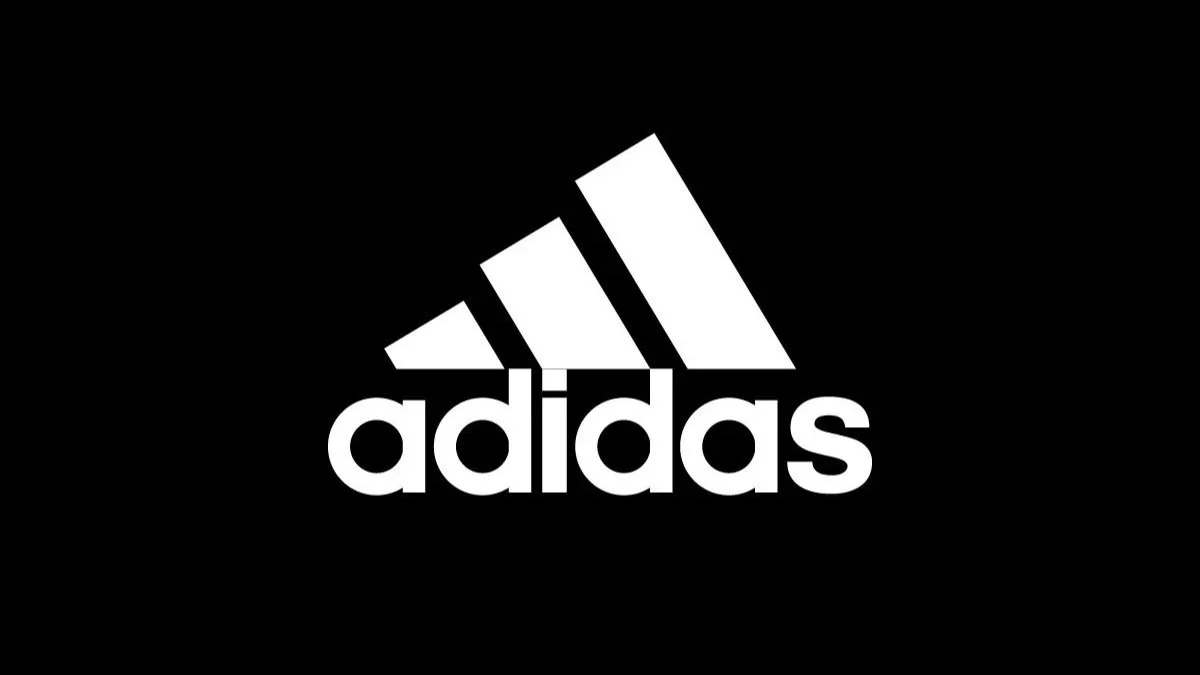 Black background with white Adidas logo and text.