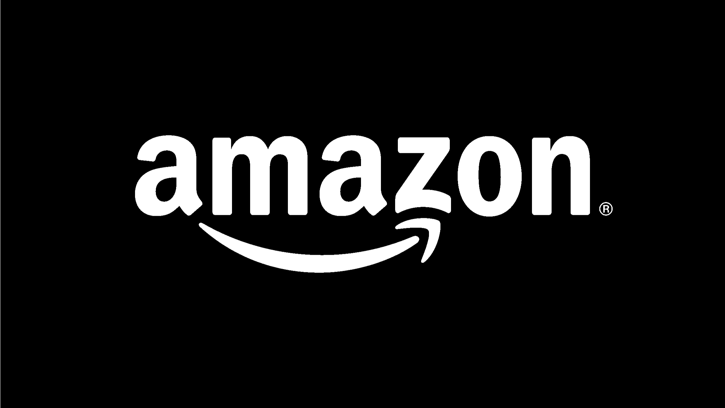 Black background with white text displaying the Amazon logo.