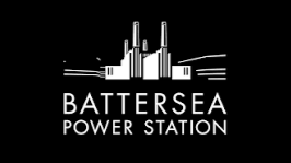Battersea Power Station logo with a black background and white text
