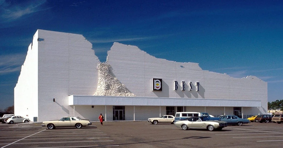 Who remembers BEST Products stores? Those wild 70s/80s catalog showrooms with the insane postmodern facades&mdash;peeling bricks, forests growing out of walls, tilting blocks&mdash;like shopping inside a piece of art! Flip through the thick catalog, 