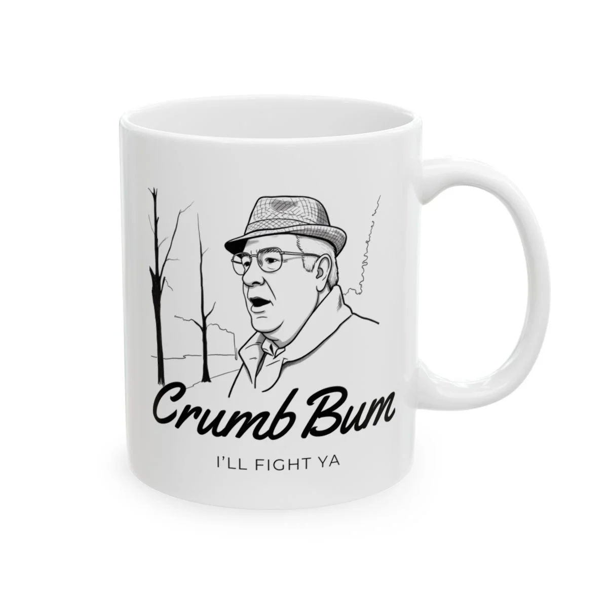 "Crumb bum."
One word, endless Philly attitude. Frank Rizzo didn't mince words&mdash;and this quote lives on in bold black &amp; white on a durable sticker and a sturdy ceramic mug. Perfect for the desk of anyone who remembers the old-schoo