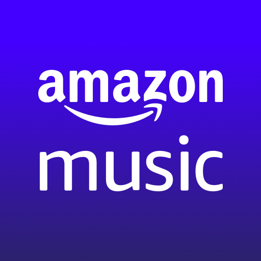 Amazon Music logo on a blue background.