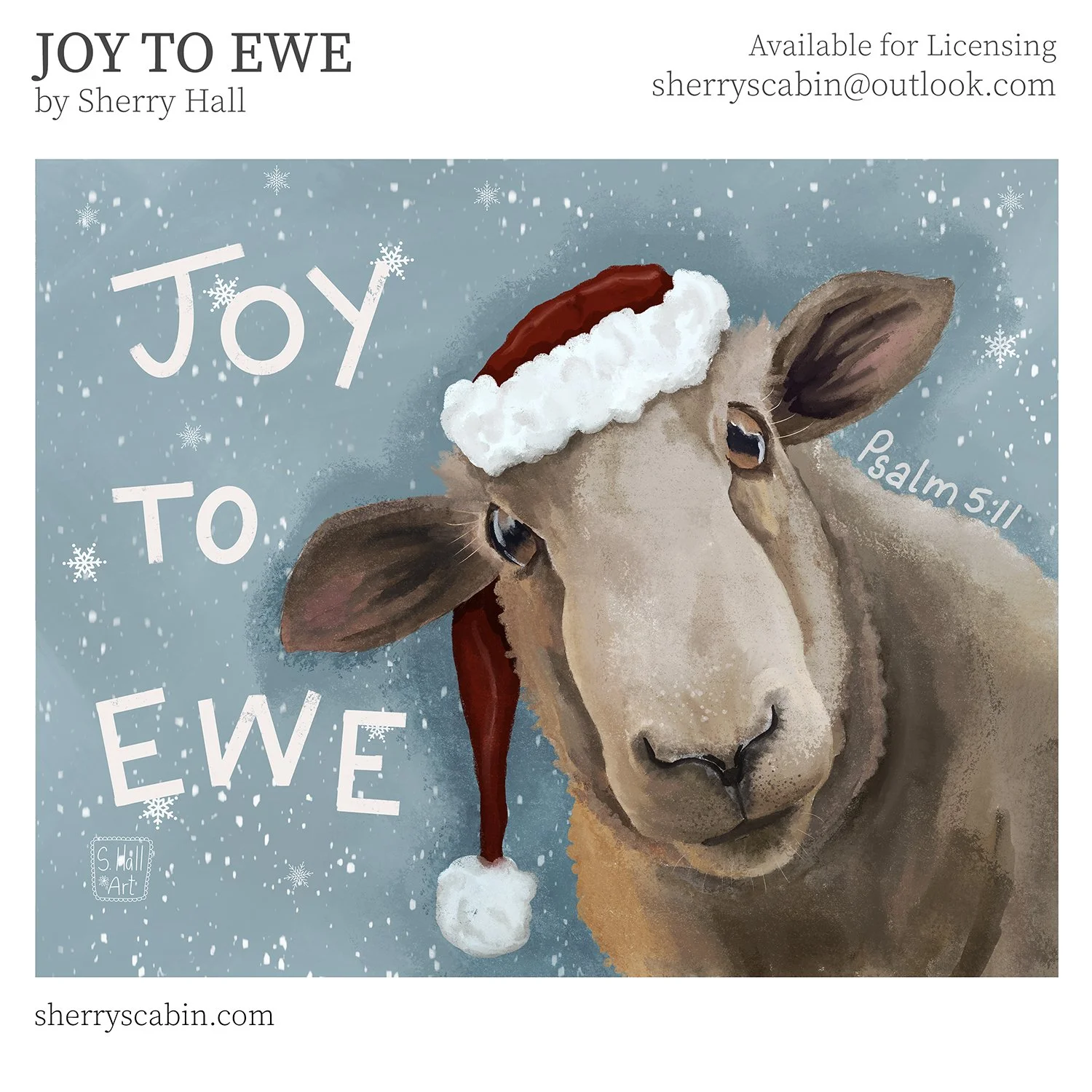 Joy to Ewe Christmas Sheep Art by Sherry Hall