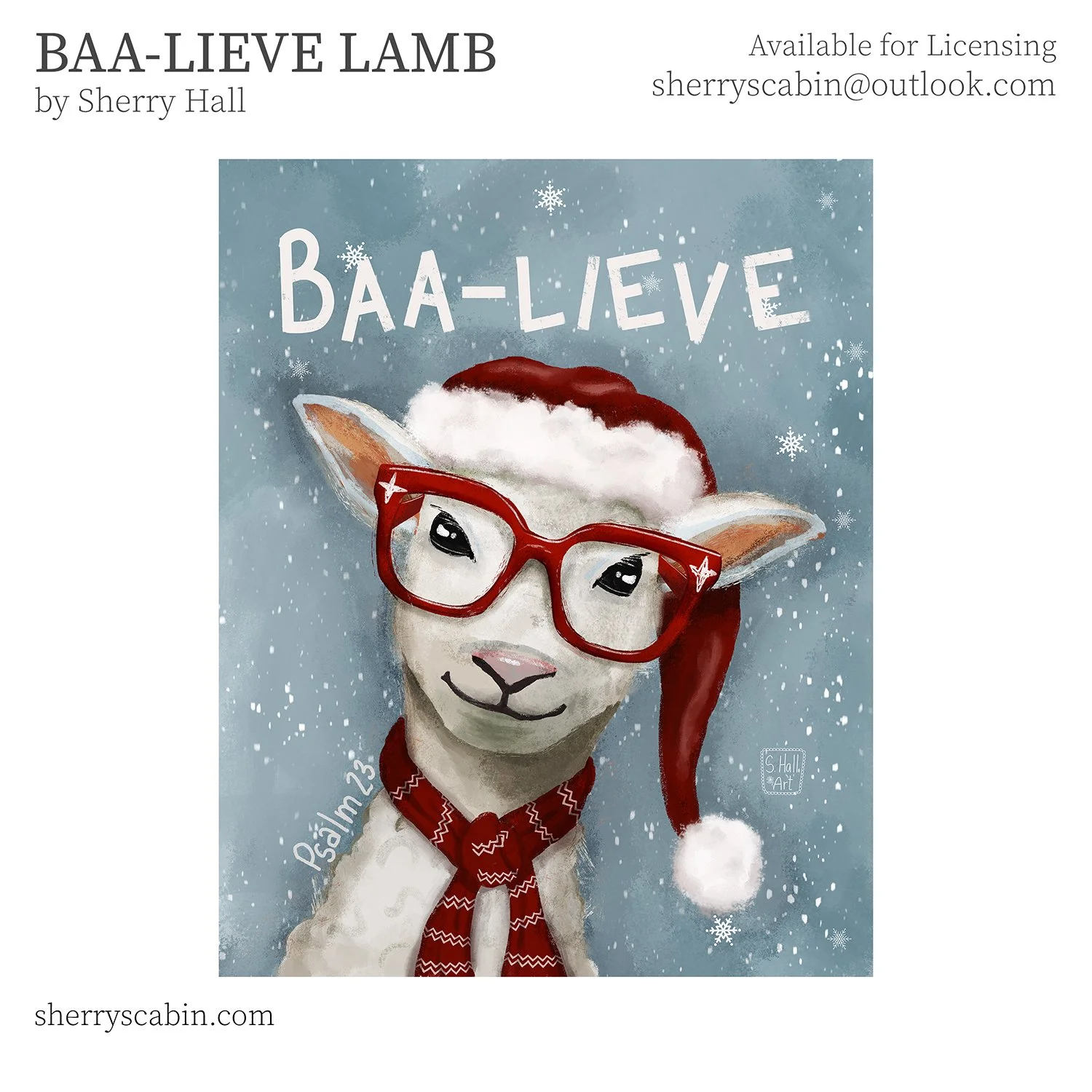 Baa-lieve Christmas Sheep Lamb Art by Sherry Hall