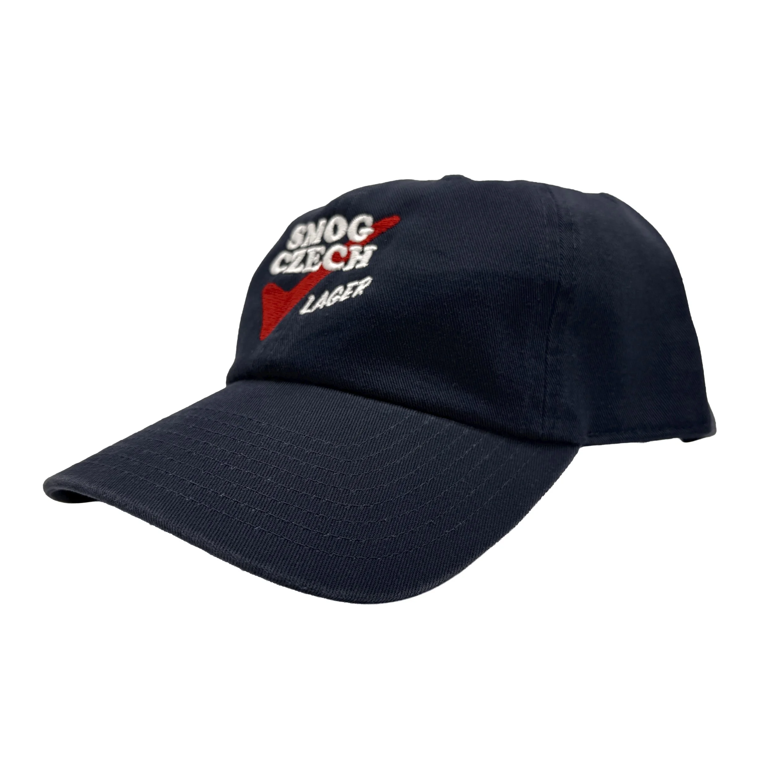 Smog Czech embroidered dad hat on a ’47 Brand 4700 Clean Up Cap Side