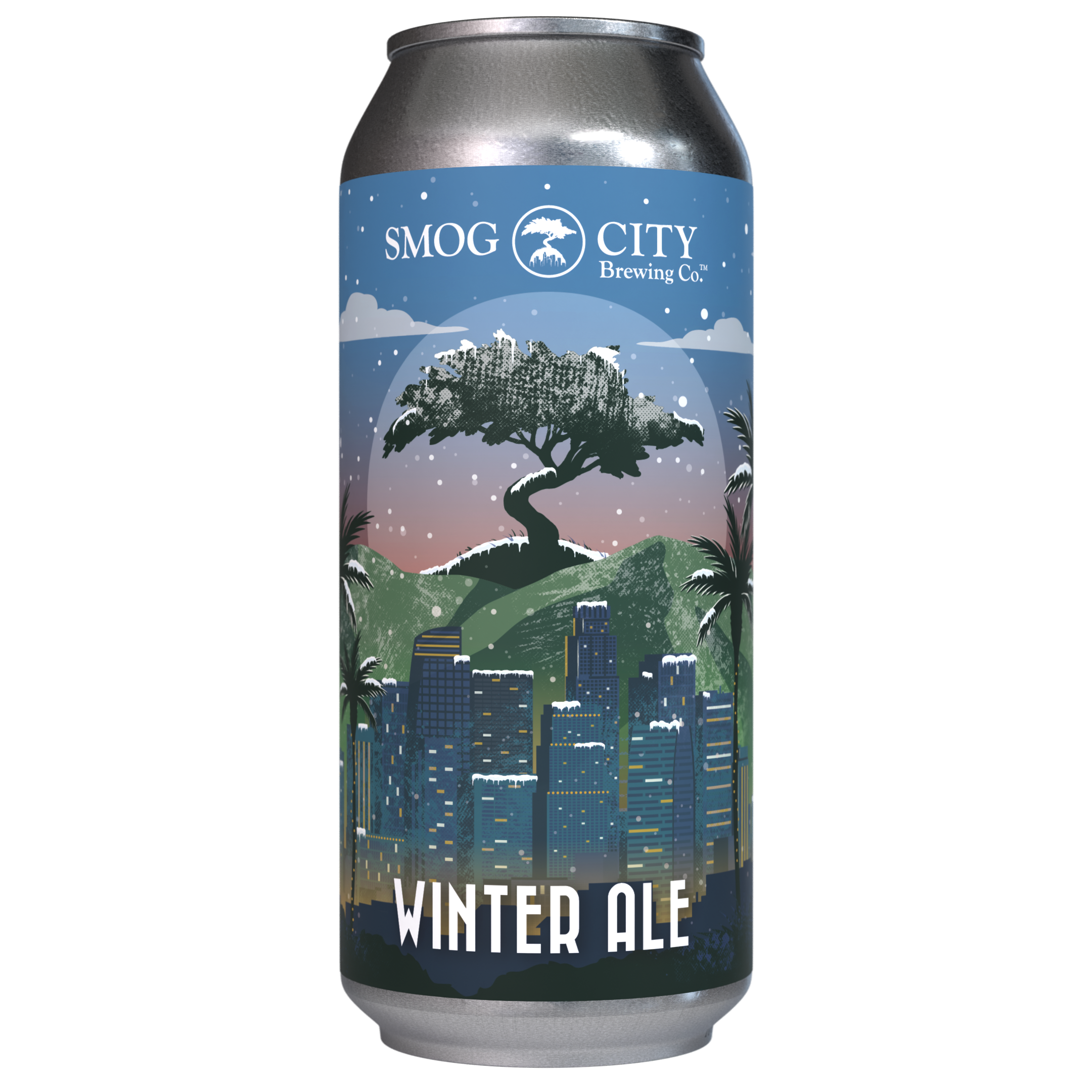 Winter Ale is a 8% ABV Spiced Seasonal Ale from Smog City Brewing Co, with cinnamon, cardamom, caramel, toffee, and citrus. Available for a limited time on draft and in 4-pack 16oz cans.