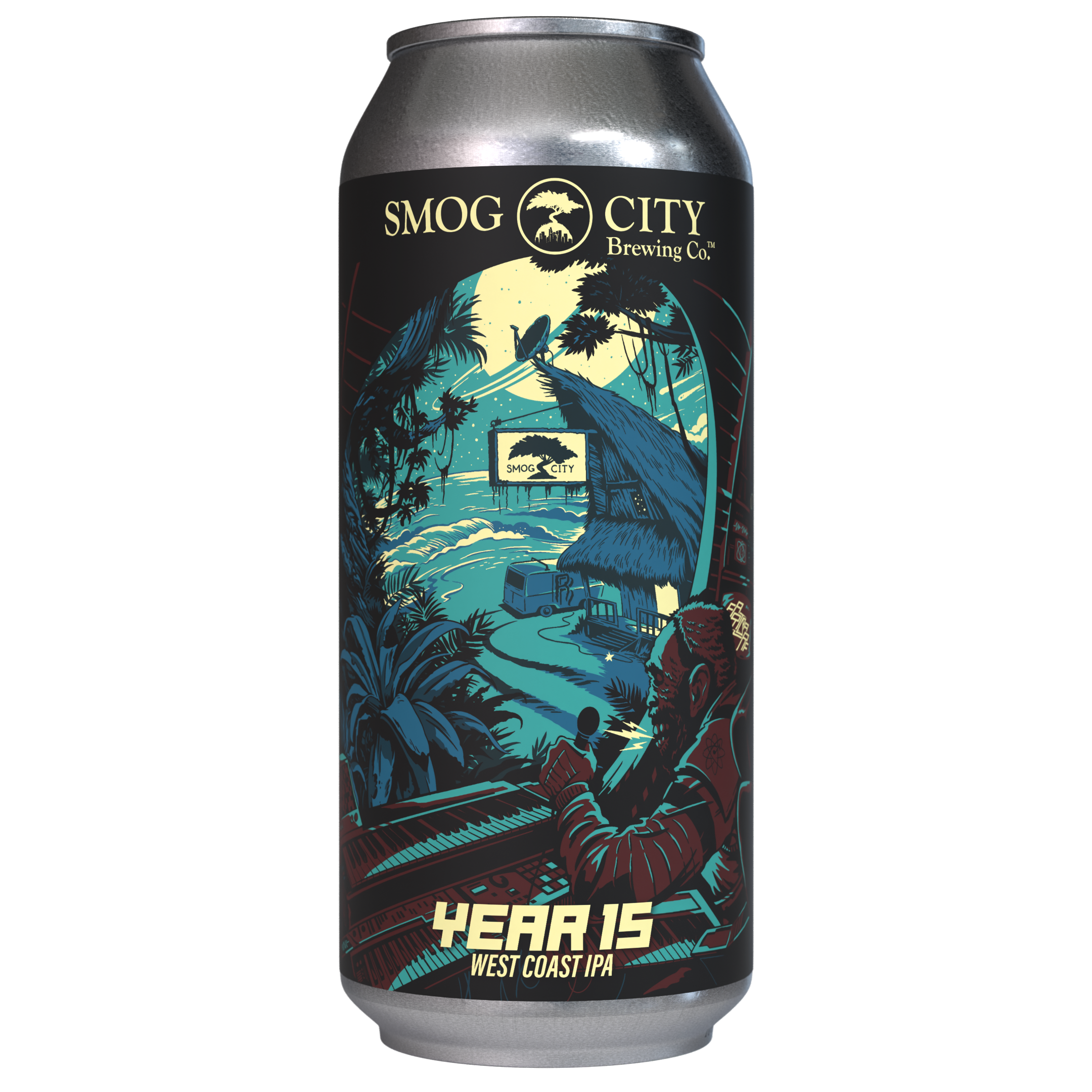 Year 15 is a 6.8% West Coast IPA from Smog City Brewing Co. with notes of tropical fruit, grapefruit, peach, and resin. Available for a limited time on draft and in 4-pack 16oz cans.