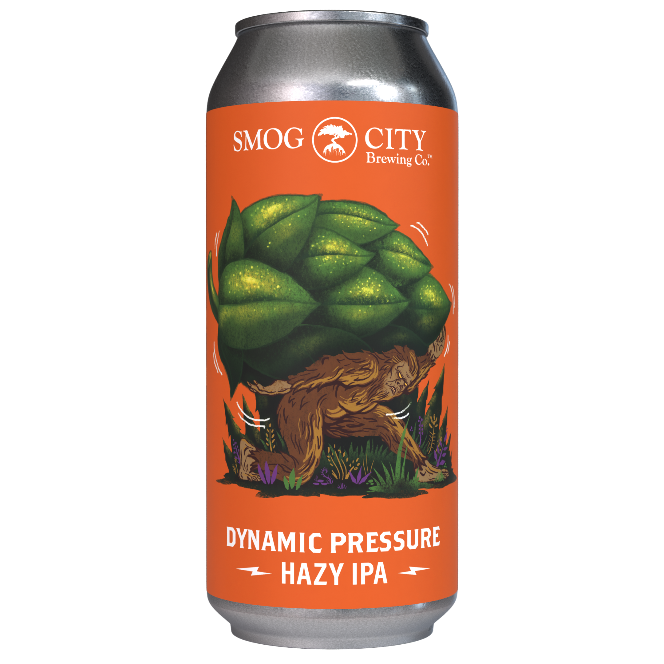 Dynamic Pressure Hazy IPA from Smog City Brewing Co., a limited 6.5% hazy IPA with guava, mango, and coconut, available on draft and in 4-pack 16oz cans.