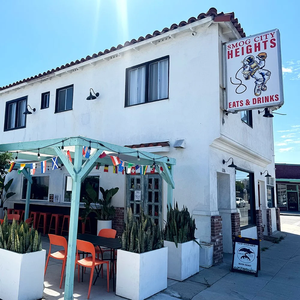 Exterior of Smog City Heights Eats & Drinks in Long Beach, CA.