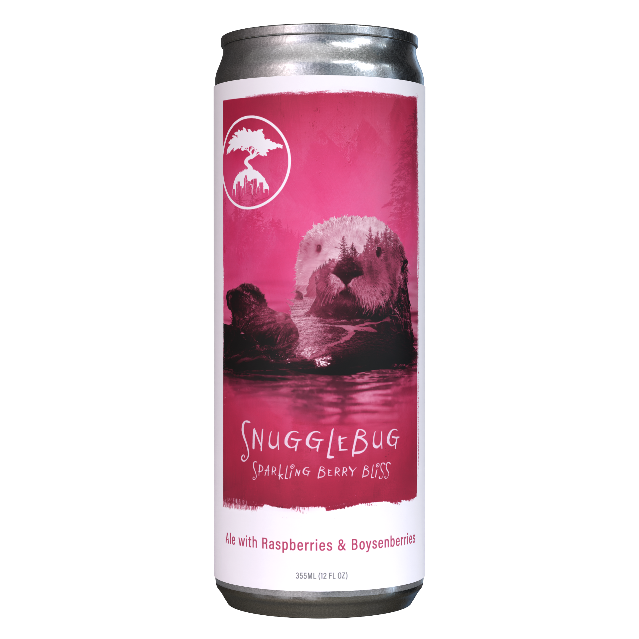 Snugglebug Sour Blonde Ale from Smog City Brewing Co., a 4.8% sour blonde ale with raspberry and boysenberry, available on draft and in 4-pack 12oz cans.