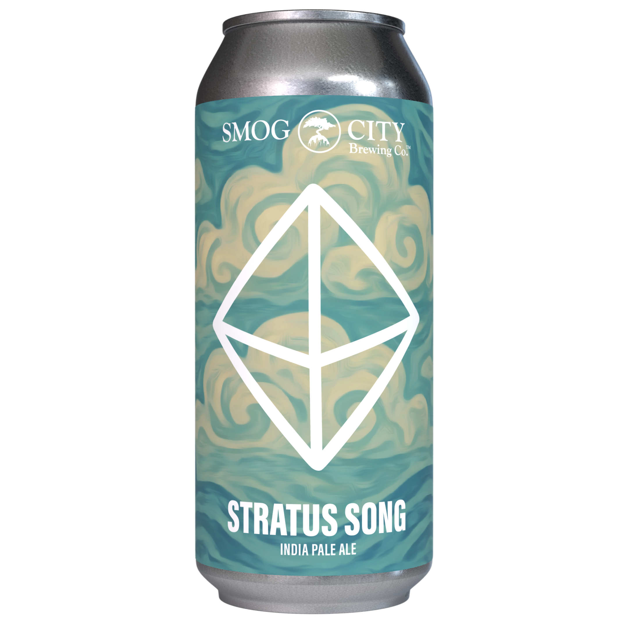 Stratus Song West Coast IPA from Smog City Brewing Co., a limited 6.8% West Coast IPA with passion fruit, sweet tropical fruit, and bright citrus, available on draft and in 4-pack 16oz cans.