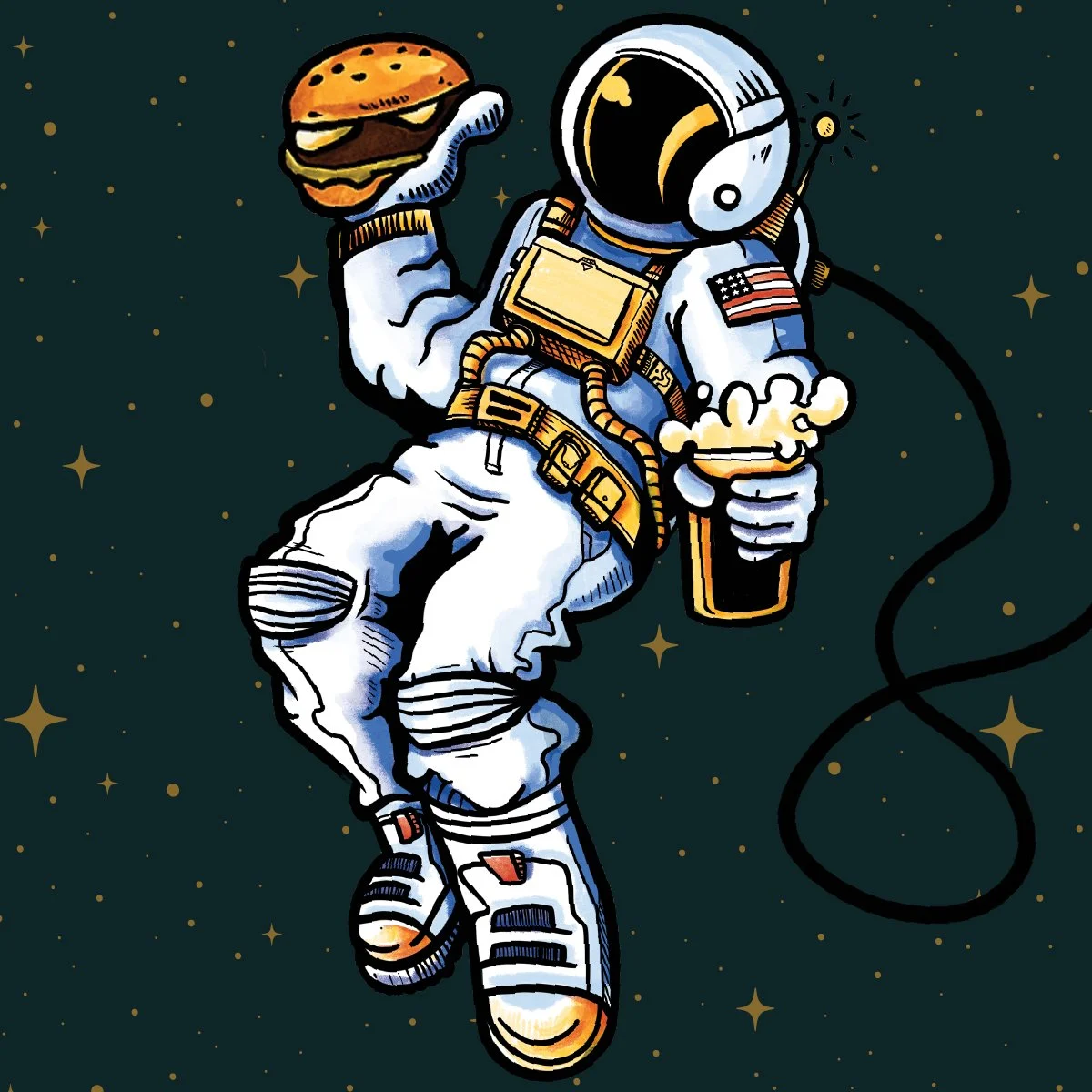 Smogonaut character on a starry background.