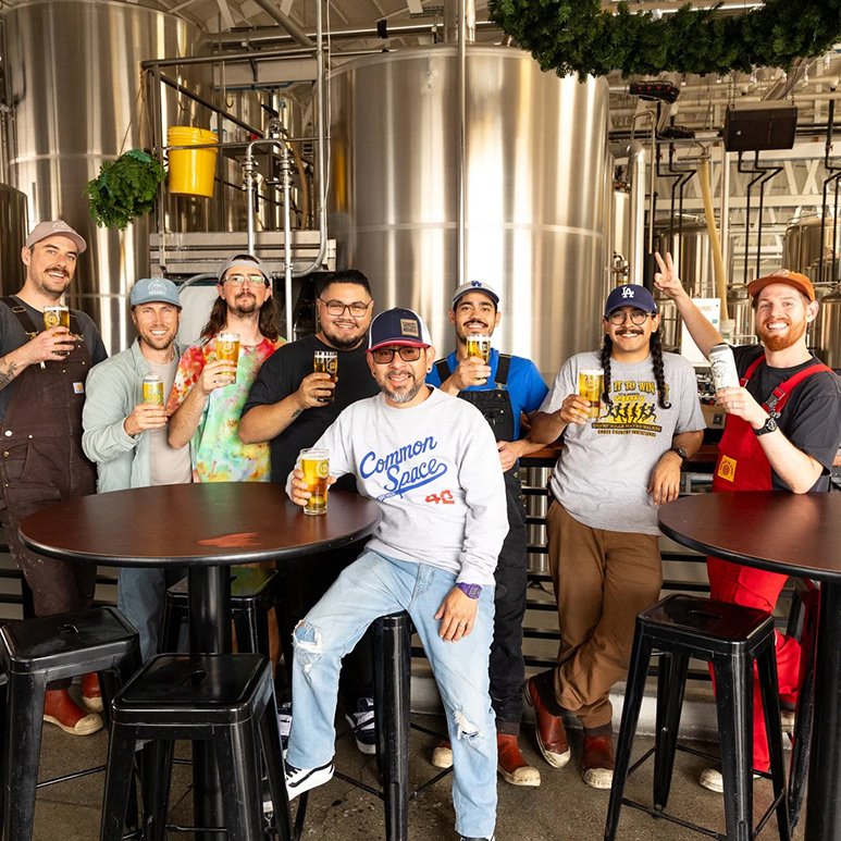Members of the Common Space Brewery team in the taproom.