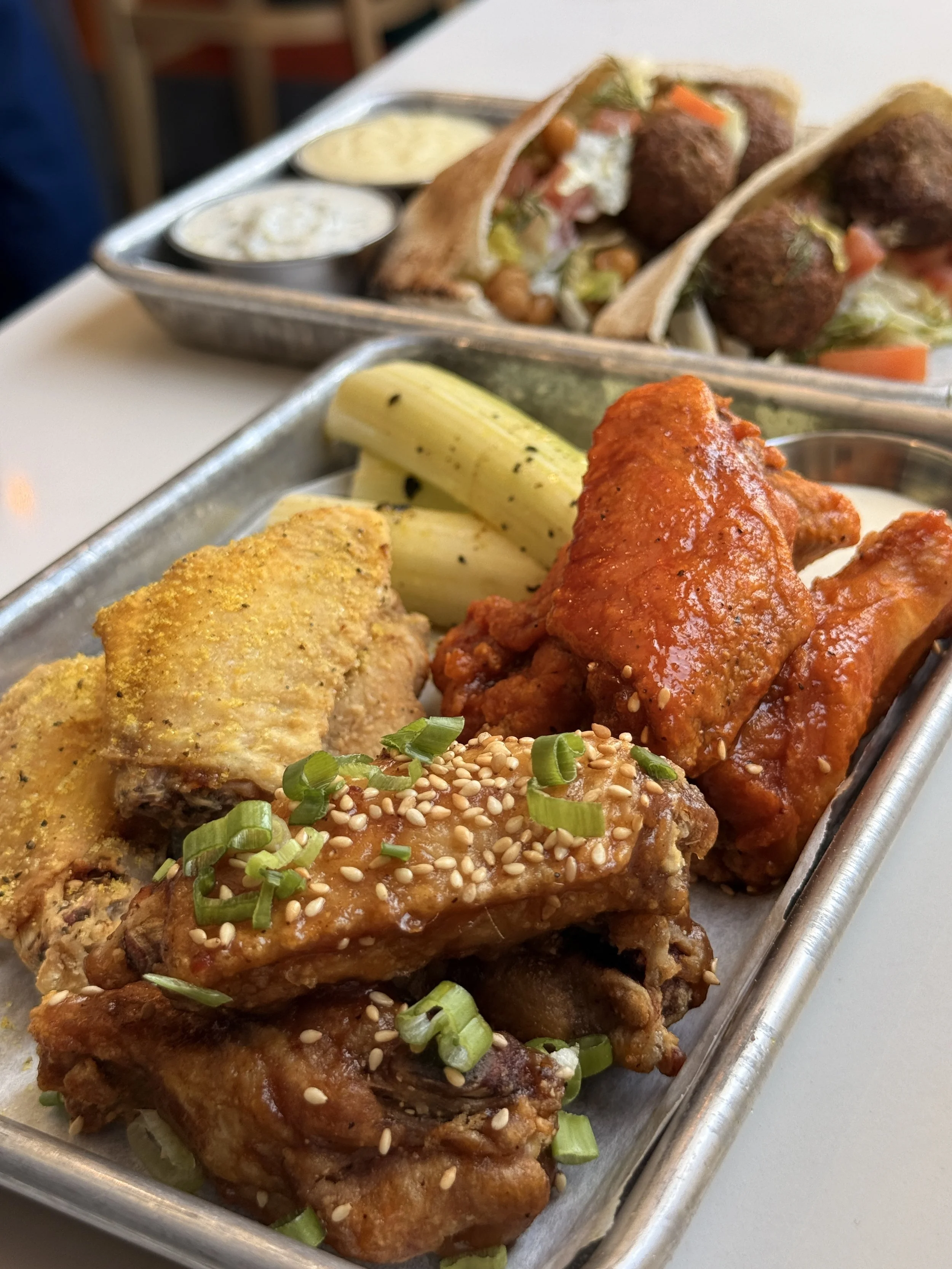 Close up of the chicken wing flight at Smog City Heights in Long Beach, CA.
