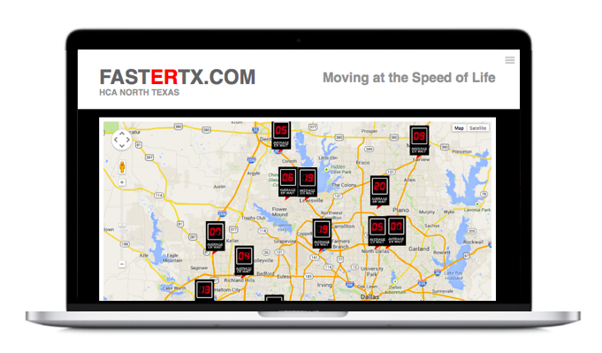 Laptop screen displaying a map of North Texas with moving traffic updates, including numbers indicating traffic conditions.