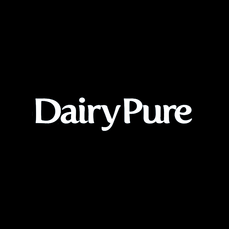 Dairy Pure logo with a black background and white text.