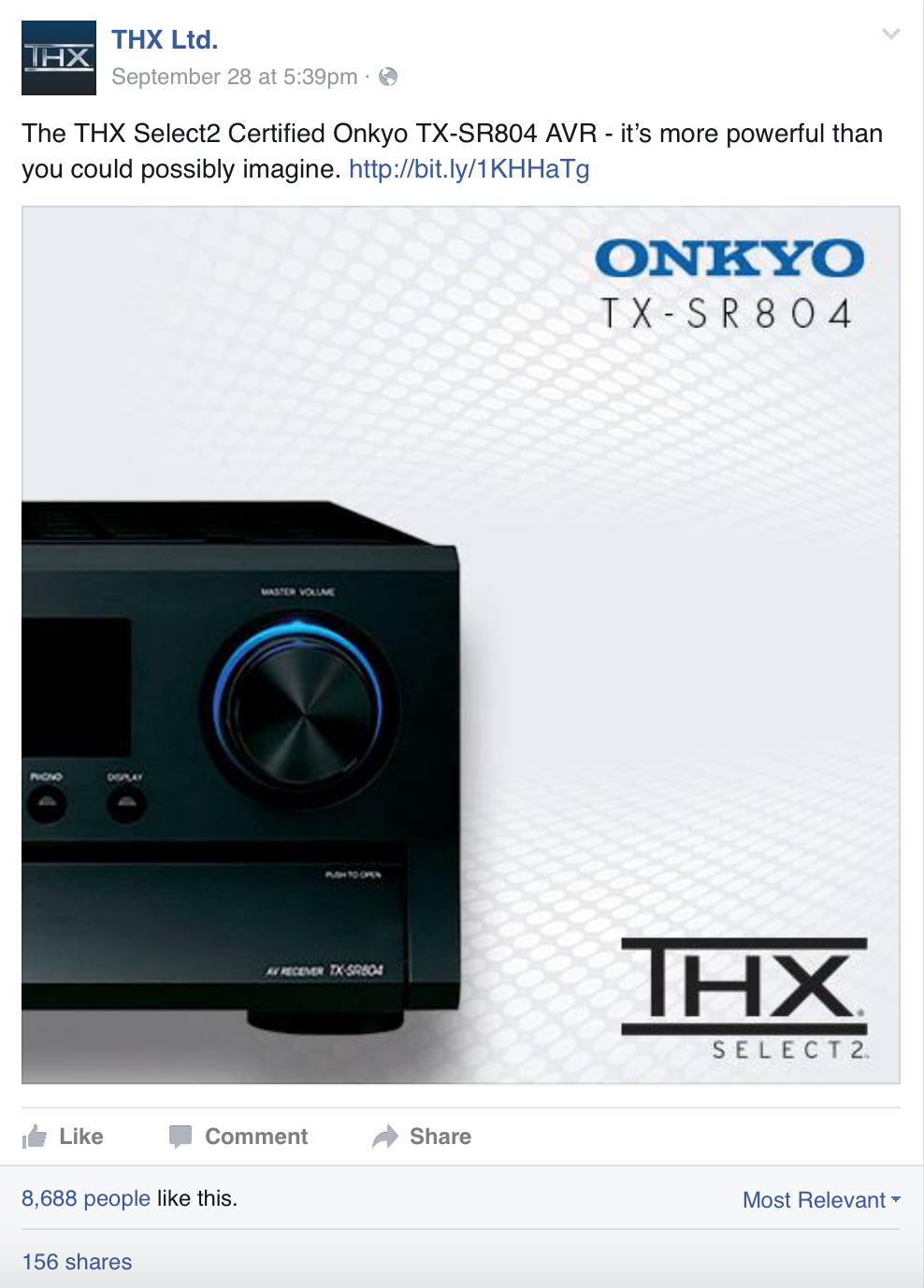 Image of a black Onkyo TX-SR804 AV receiver with a large circular volume knob glowing blue, set against a textured white background with the Onkyo logo and model number.