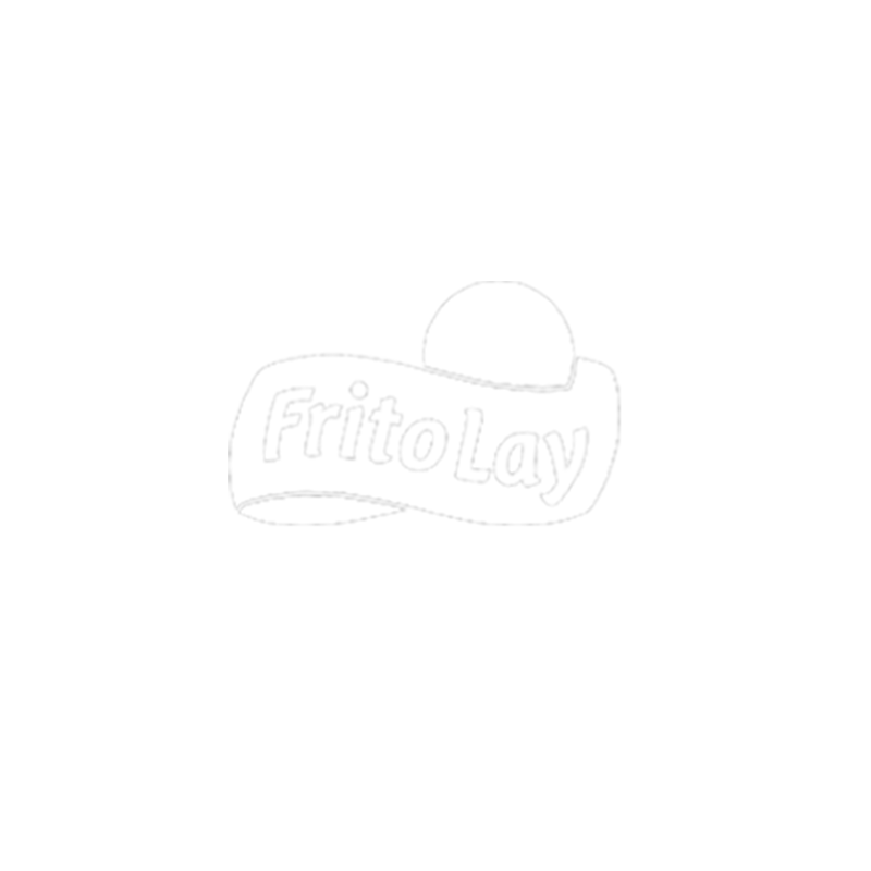 Logo with the text 'Frito Lay' and a stylized white snack chip design.