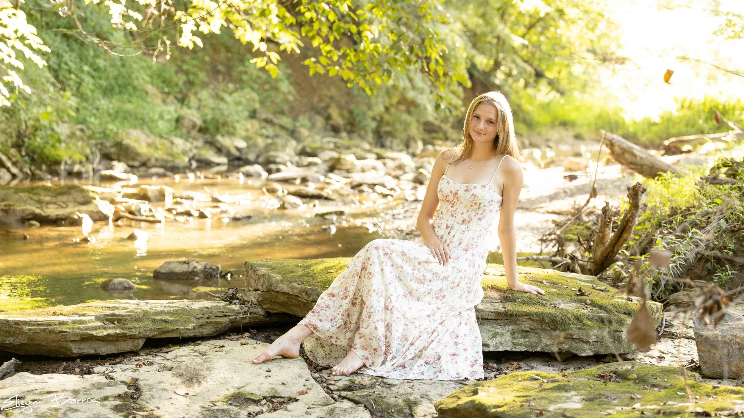 Senior pictures at Mingo Creek Park with historic Ebenezer Covered Bridge near Pittsburgh