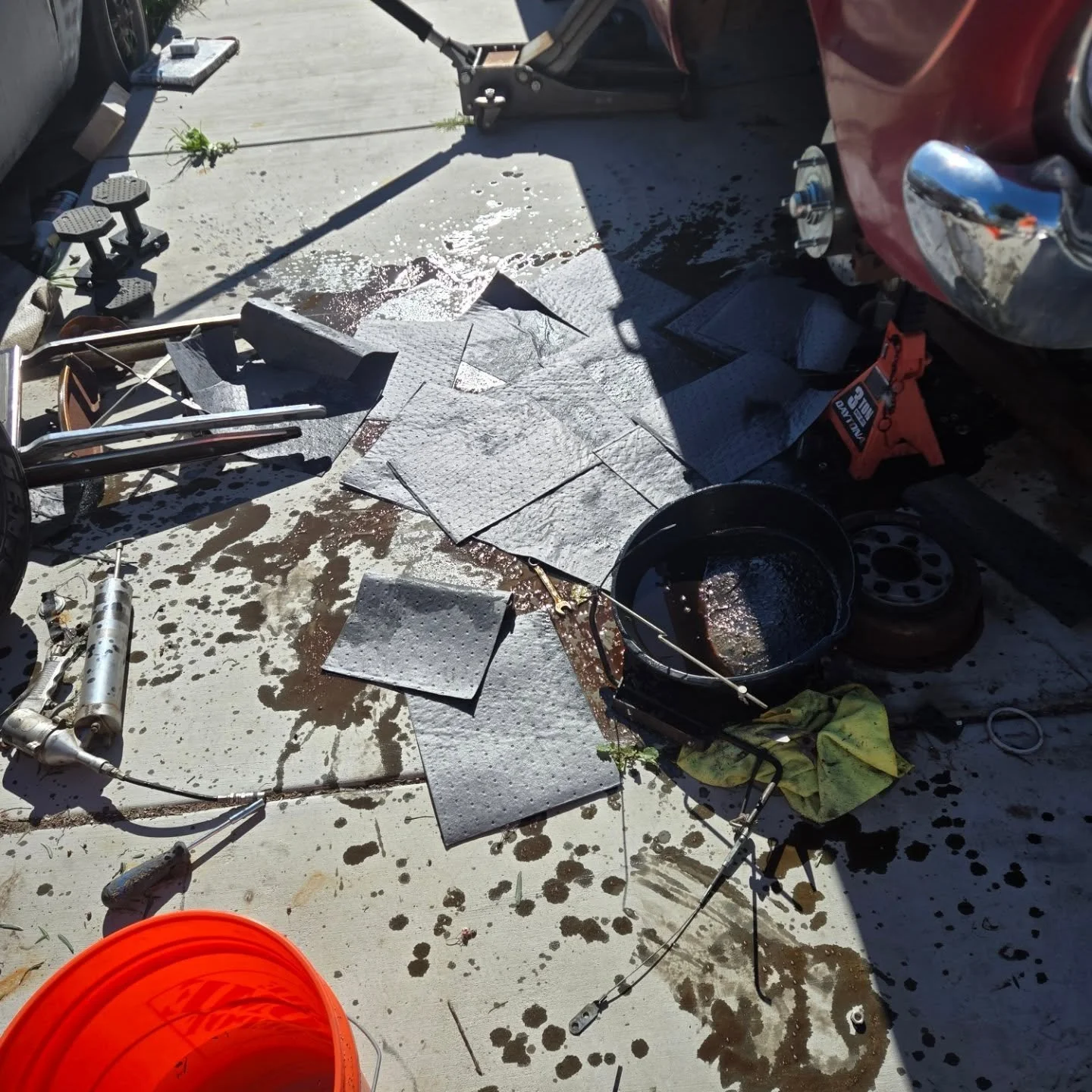 Yeah, so that happened. Stepped off the stepladder and strait onto the edge of the drain pan. Pants and shoes are now in the washing machine.