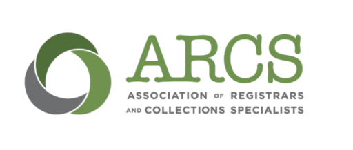 Logo of ARCS, the Association of Registrars and Collections Specialists, featuring a circular design with green and gray segments.