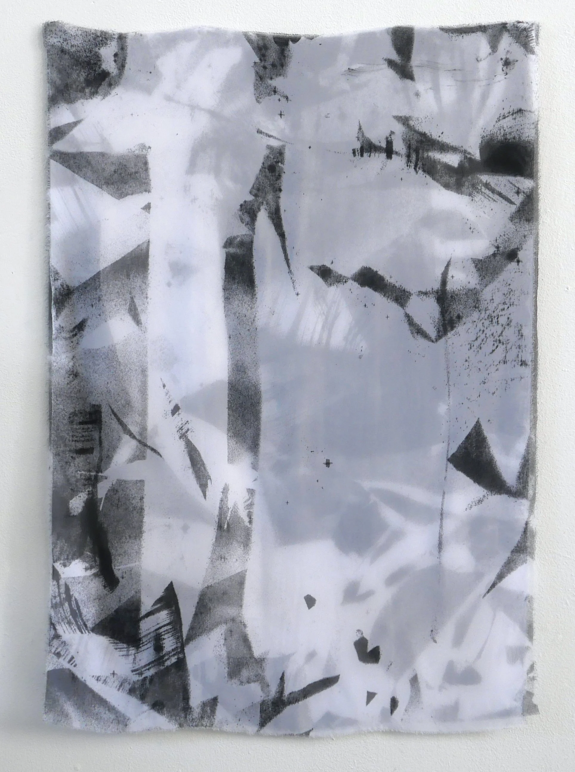 Christina Kral, Eventually Something Catches, 2026, Acrylic on chiffon, 70 x 100 cm
