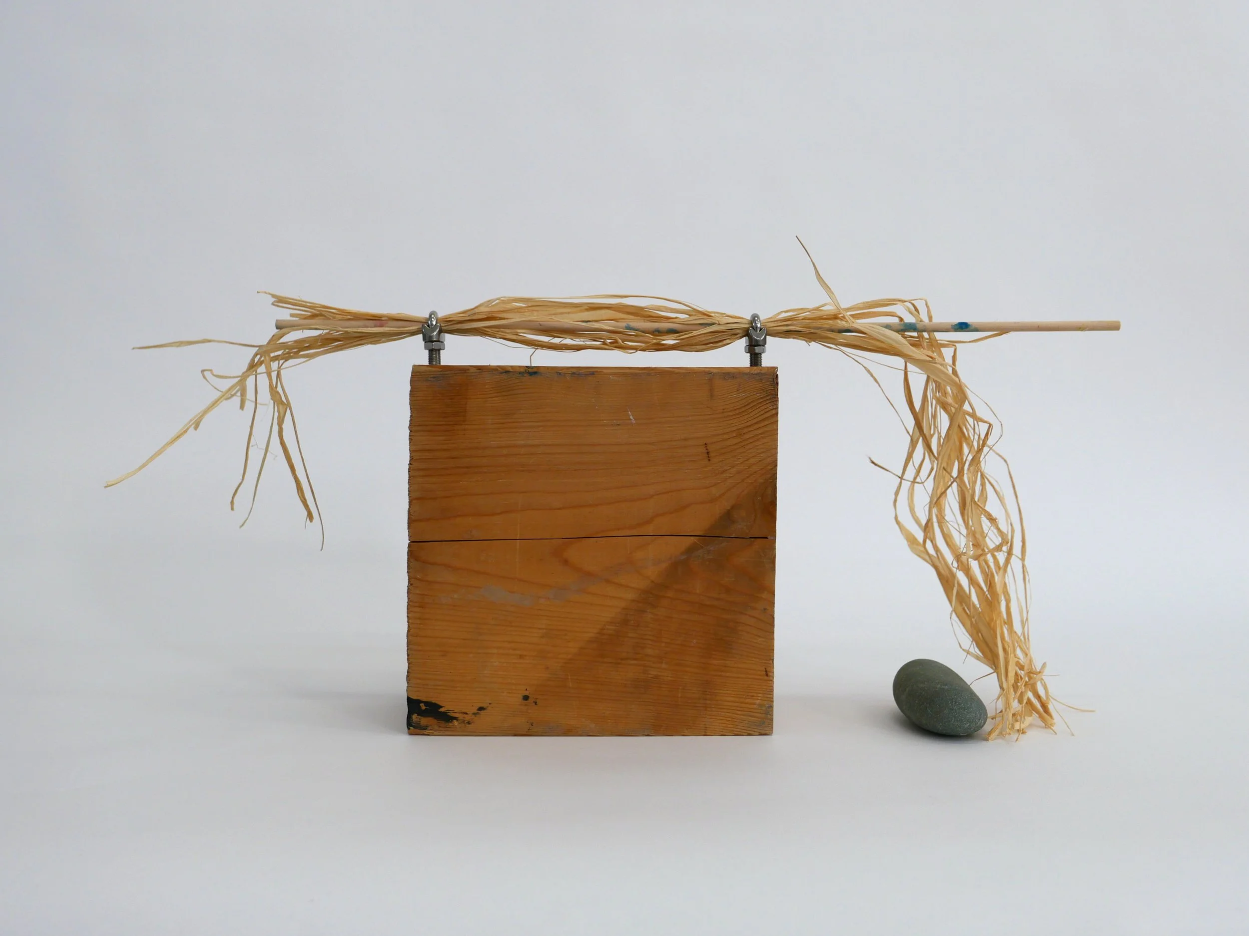 Proposal Nr. 24, 2018, Raffia, wood, stone, metal brackets