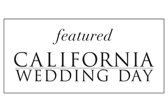 Text that reads 'featured CALIFORNIA WEDDING DAY' inside an outlined rectangle.