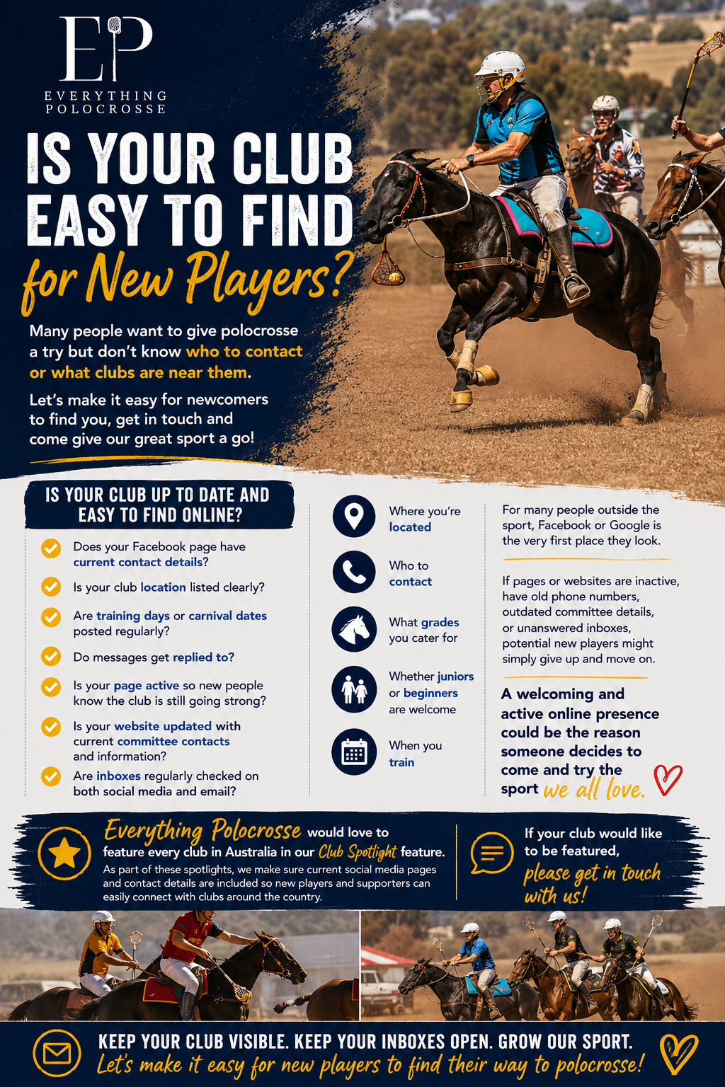📣 Is Your Club Easy to Find for New Players? 🐎