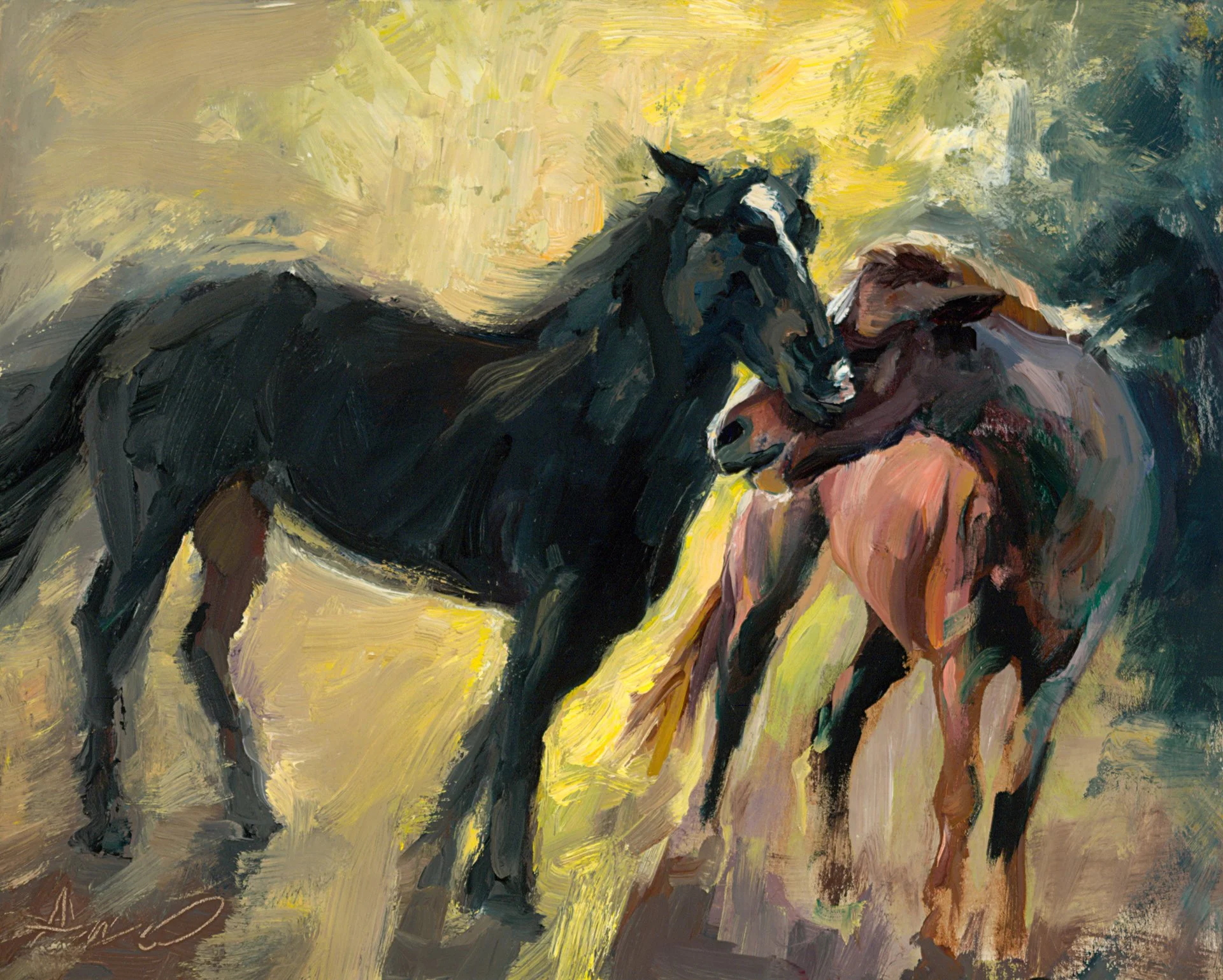 SOLD - 
Horse Play 
8"x10" 
Oil on Board
