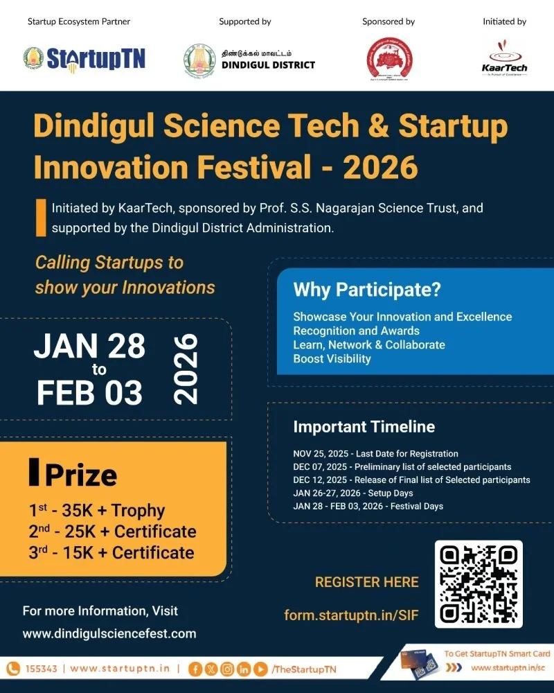 Dindigul Science Tech &amp; Startup Innovation Festival 2026